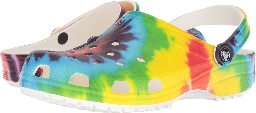 CROCS UNISEX-ADULT CLASSIC TIE DYE CLOGS, MULTI, 12 WOMEN/10 MEN